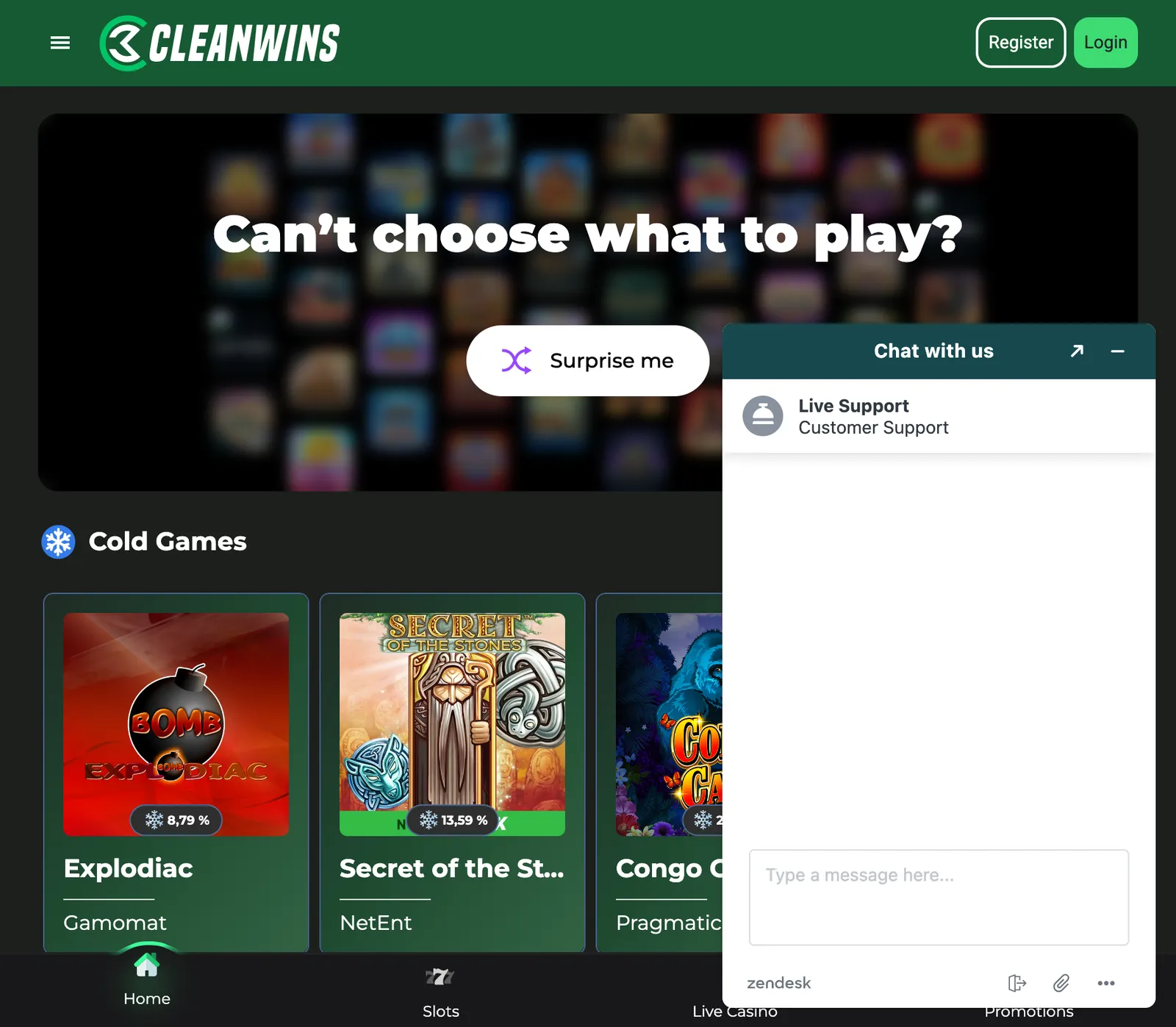 Η έκδοση της πλατφόρμας του Cleanwins Casino προσαρμοσμένη για κινητά τηλέφωνα